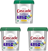 Cascade Platinum Dishwasher Pods, Dishwasher Detergent, Dish Detergent Soap, Lemon, 59 Count (Pack of 3)