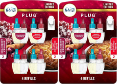 Febreze Odor-Fighting Fade Defy PLUG Air Freshener Baked Cinnamon Apple,Cranberry Crumble,.87 fl. oz. Oil Refill,(Pack of 8)