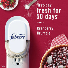 Febreze Plug-In Air Freshener, Odor-Fighting Scented Oil Refill for Home, Bathroom & Kitchen, Holiday Cranberry Crumble Scent, 0.87 oz Refills, 4 Count