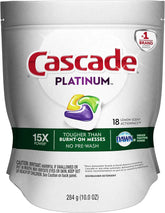 Cascade Platinum ActionPacs Dishwasher Detergent Lemon Scent, 18 ct
