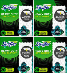 Swiffer Sweeper Heavy Duty Dry Multi-Surface Cloth Refills for Floor Sweeping and Cleaning,Unstopables Fresh Scent,20 Count (Pack of 4)