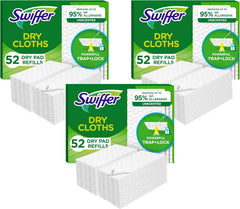 Swiffer Sweep + Mop,Dry Pads Refill,Floor Cleaner for Dirt,Dust,Hair,Cleaning Cloths for Mopping Home,Bathroom,Kitchen,Dust Mop,Floor Duster,Unscented,52ct,(Pack of 3)