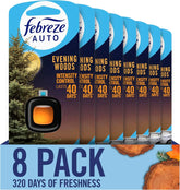 Febreze AUTO Air Freshener, Odor-Fighting Automotive Vent Clip, Evening Woods Scent, 8 Count