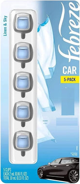 Febreze Air Freshener Car Vent Clips, Linen & Sky (5 Count)