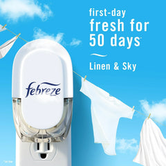 Febreze Plug In Air Freshener, Odor-Fighting Scented Oil Refill, Linen & Sky Scent, 4 Refills