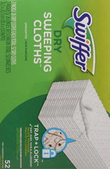 Swiffer Sweep + Mop,Dry Pads Refill,Floor Cleaner for Dirt,Dust,Hair,Cleaning Cloths for Mopping Home,Bathroom,Kitchen,Dust Mop,Floor Duster,Unscented,52ct,(Pack of 3)