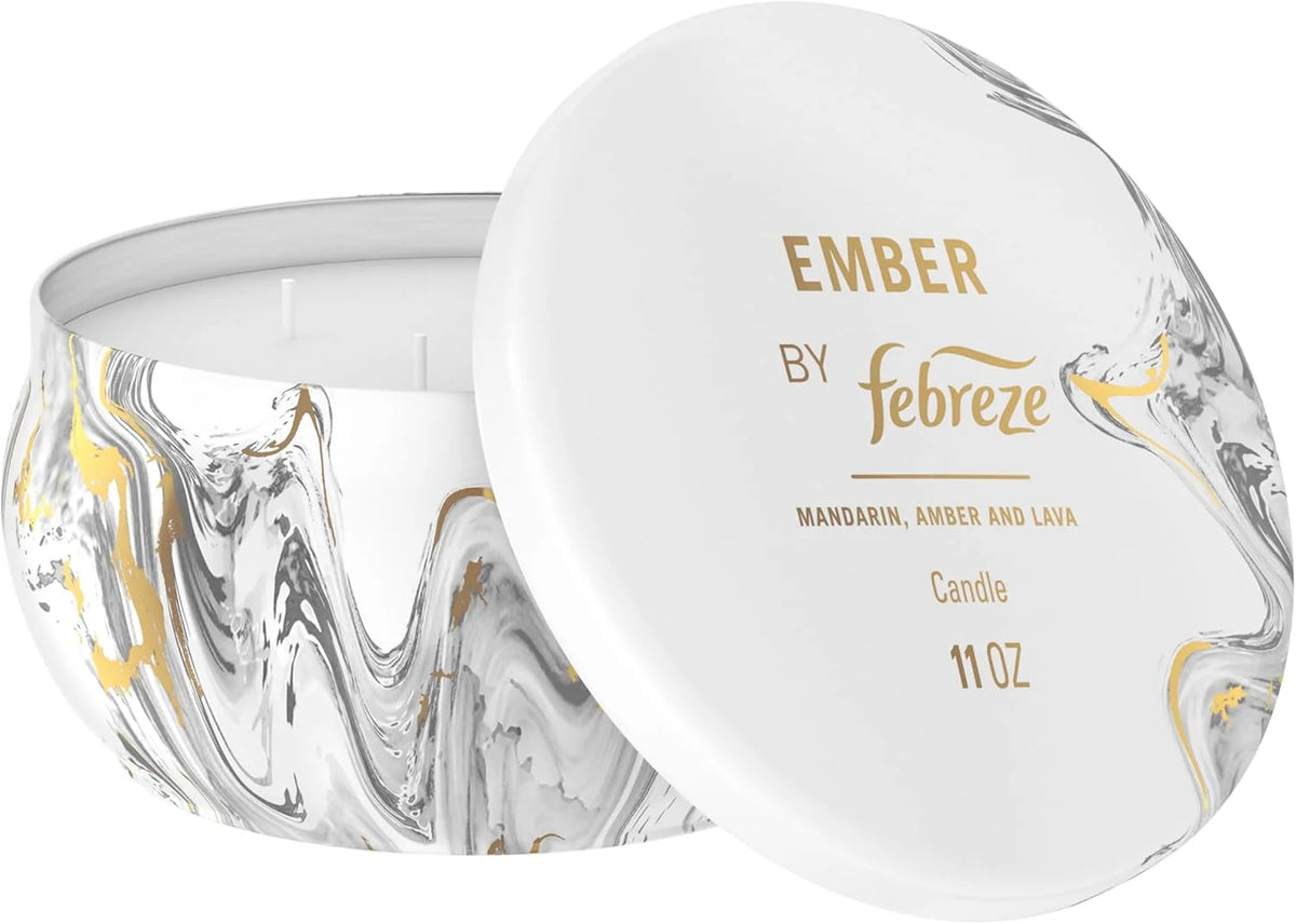 Febreze Scented Candle, Ember Scent, 11 oz 4 Wick Candle, Single Pack