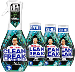 Mr. Clean Clean Freak Multi Surface Cleaning Spray, Deep Cleaning Mist Starter Kit and Refill Bundle, Unstopables Fresh Scent, 64 fl oz