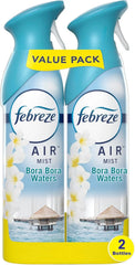 Febreze Air Mist Air Freshener Spray, Odor-Fighting Room Spray, Air Fresheners for Home and Bathroom and Kitchen, Aerosol Can, Bora Bora Waters Scent, 8.8oz, (Pack of 2)
