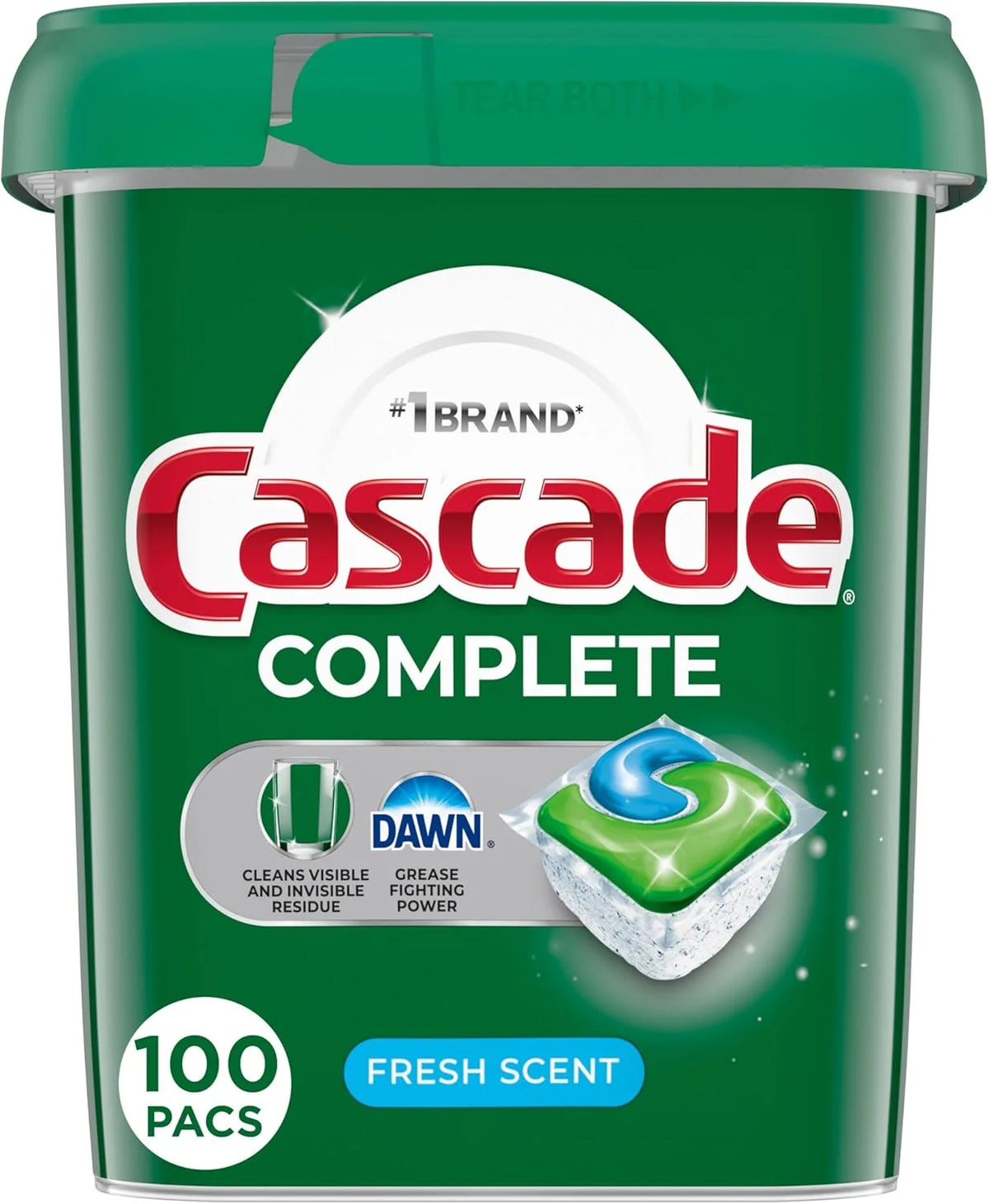 Cascade Complete Dishwasher Pods, Dishwasher Detergent, Dish Detergent Tab Tablets, Fresh, 103 Count (packaging may vary)