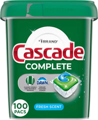 Cascade Complete Dishwasher Pods, Dishwasher Detergent, Dish Detergent Tab Tablets, Fresh, 103 Count (packaging may vary)