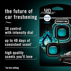 Febreze Car Air Freshener, Odor-Fighting Automotive Vent Clip, Scented Car Accessories, Long Lasting for Strong Odors, Unstopables Fresh Scent, .07 fl oz, 4 Count