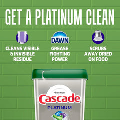 Cascade Platinum Dishwasher Pods, Dishwasher Detergent, Dish Detergent Soap, Lemon, 59 Count (Pack of 3)
