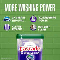 Cascade Platinum Plus Dishwasher Pods, Dishwasher Detergent, Dish Detergent Soap, Lemon, 47 Count