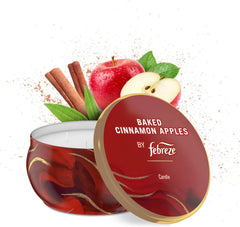 Febreze Scented Candle, Baked Cinnamon Apples Scent, 4 Wick Candle, Reusable Tin, Long Lasting Even Burn, 11oz, Single Pack