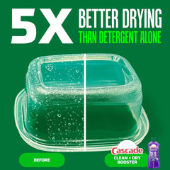 Cascade Rinse Aid Clean & Dry Booster Dishwasher Rinse Aid Liquid for Spotless, Streak-Free Dishes, Works with Dishwasher Detergent, Dishwasher Gel, Pods, or Tablets, Powerful Dry Booster, 16 oz